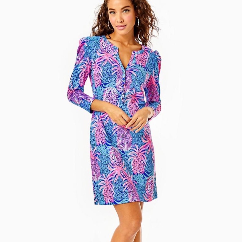 Lilly Pulitzer | Marlie Dress, Borealis Blue Tropic Down | size S